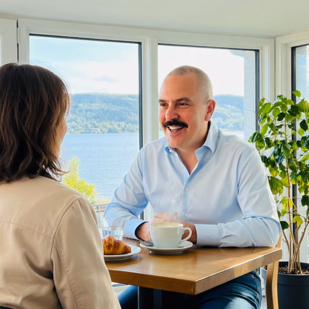 Magnus Brath interviewing unknown woman